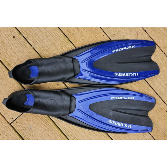 US DIVERS Proflex 95 Blue Fins/Flippers Sz L 11 - Picture 1 of 5